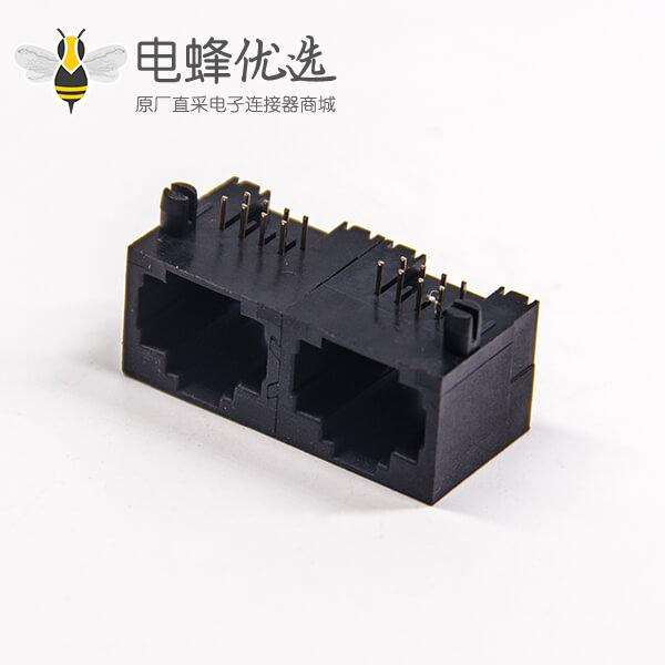 插件rj45封装8p8c直插式单层多端口1&times;2全塑式母座