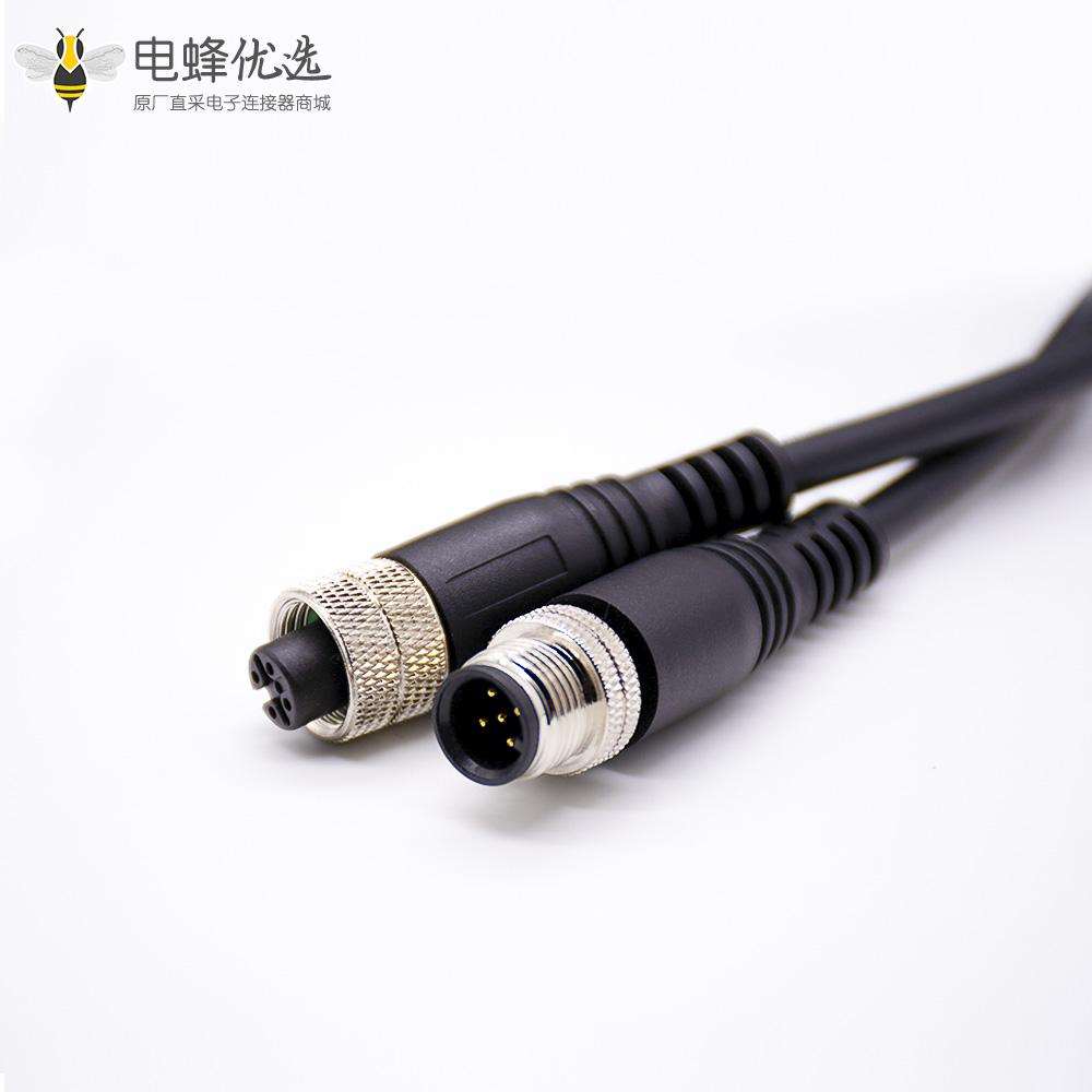 m12连接器5孔公转母有直式m12注塑线A编码