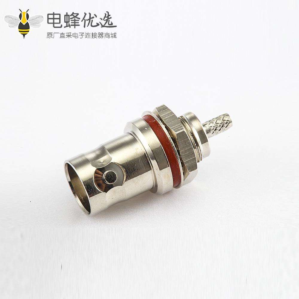 BNC连接器75&Omega;母头直型带螺母压接用于RG179/1.5C-2V面板安装后锁穿墙