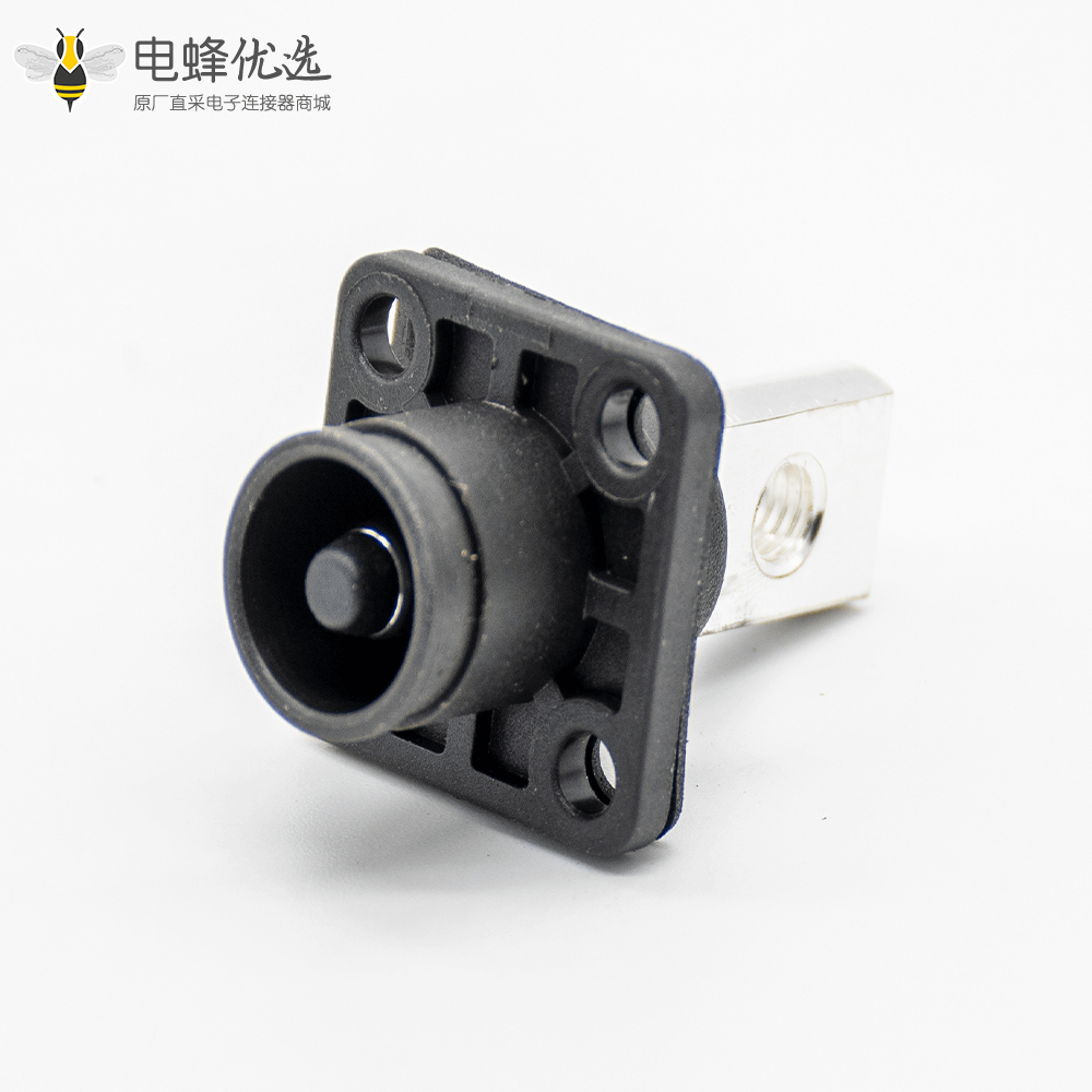 储能电池连接器6mm黑色IP65 60A带孔铜牌弯式插头和插座