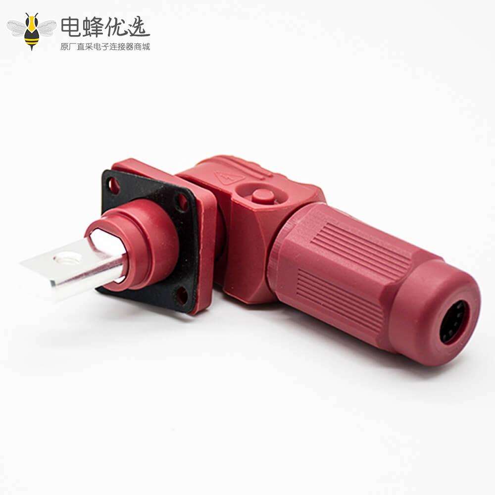 储能连接器IP65 100A带孔铜牌弯式6mm红色插头插座