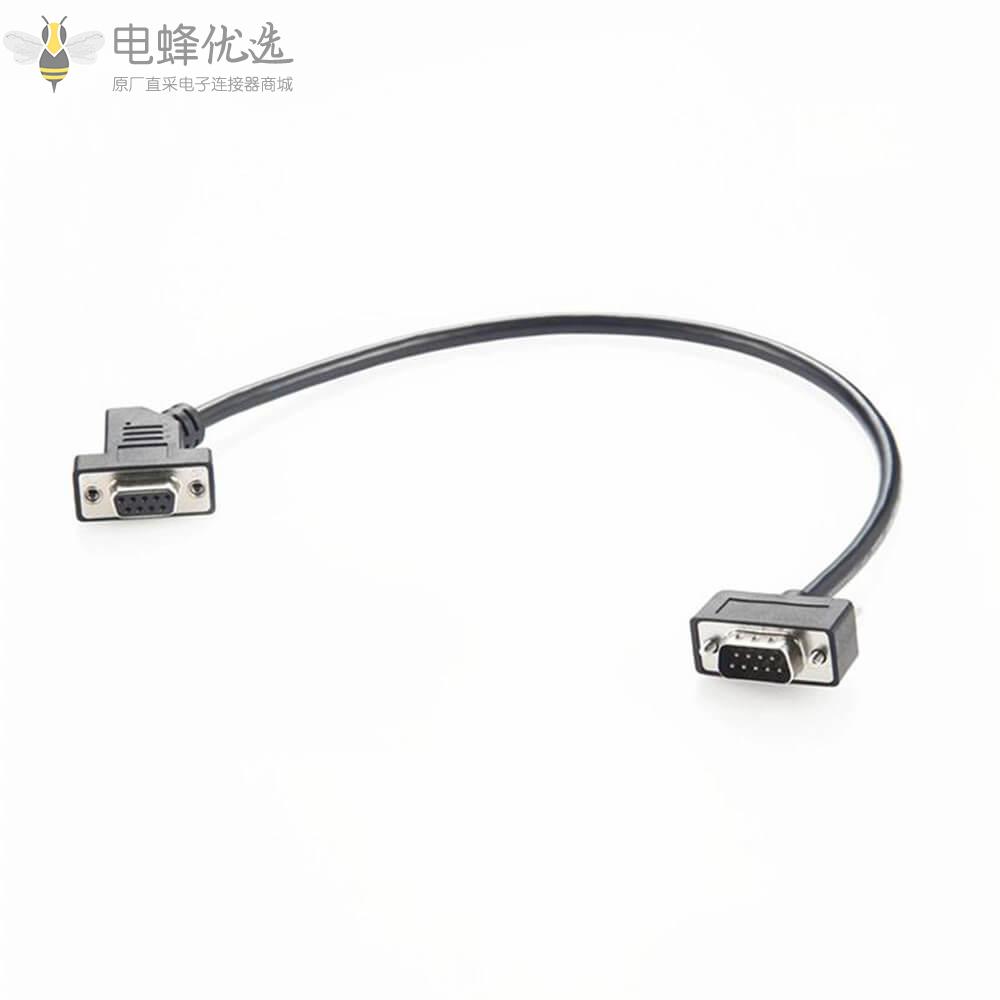 DB9母头弯式45&deg;转DB9公头直式接1m线材连接线