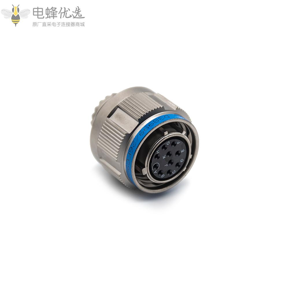 D38999连接器10芯13号壳体镀镍外壳银色带孔母插头