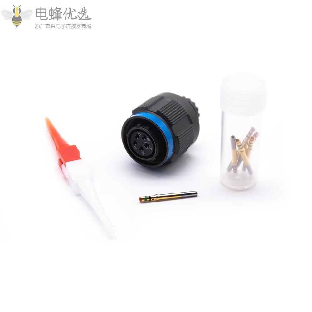 D38999连接器N键位11号壳体5芯电缆带孔母插头