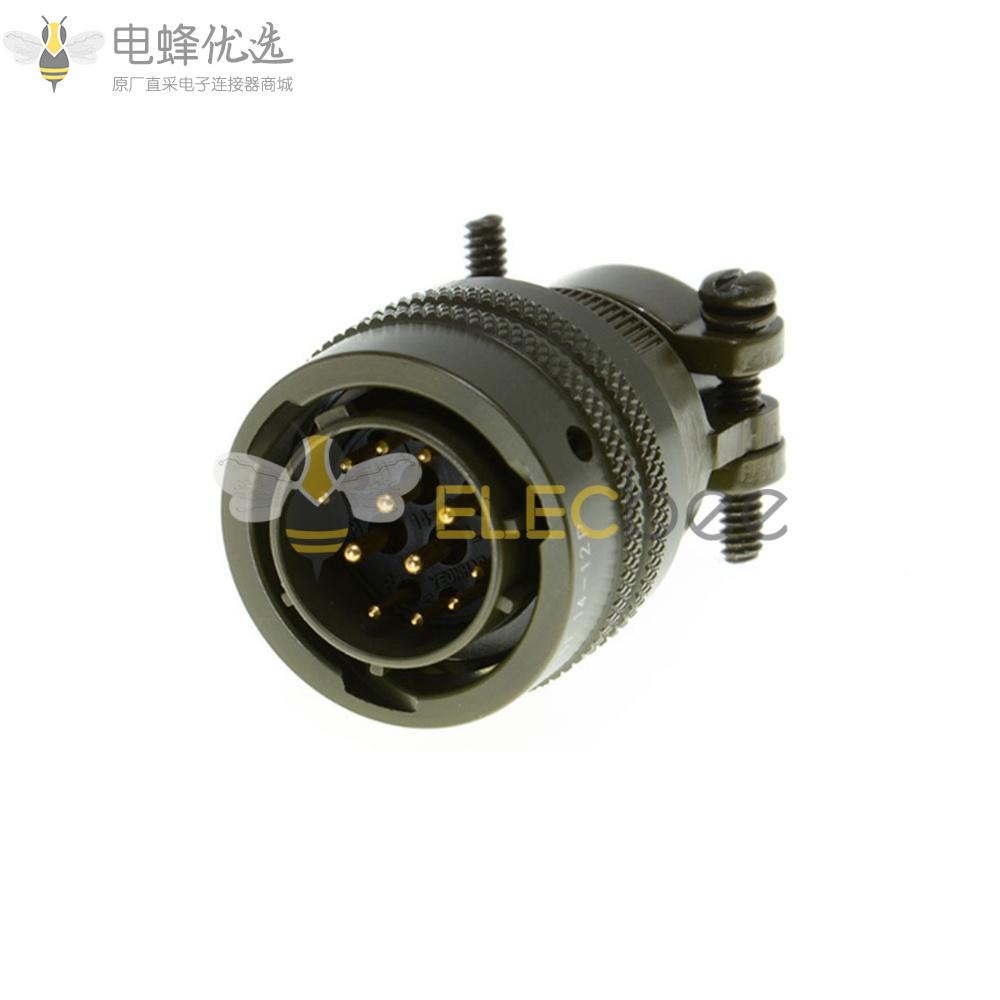 26482连接器12芯针式14号壳体直式电缆公插头带线夹