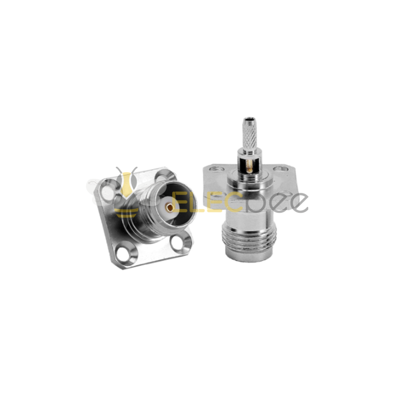 射频同轴连接器TNC-KF-1.5窗TNC母座法兰盘四孔压接RG316 RG174线