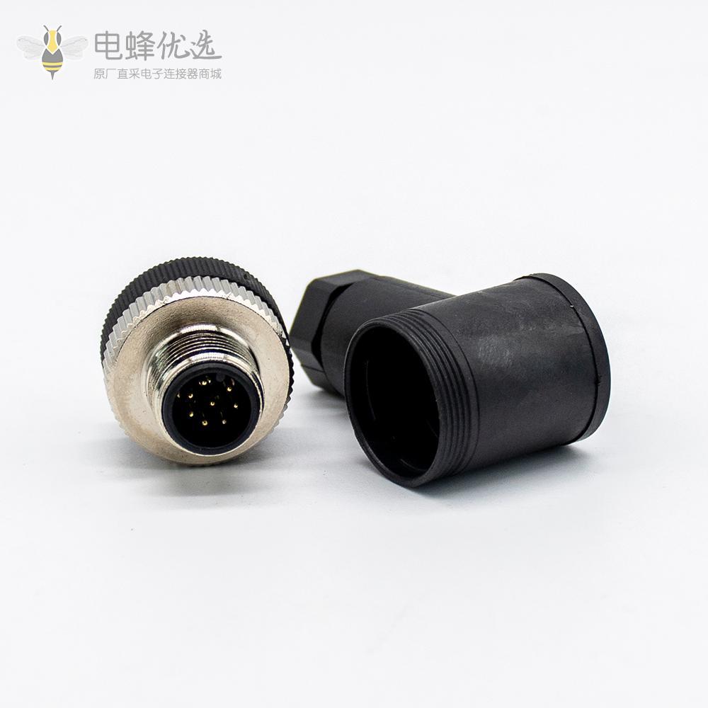 m12 传感器接线插头弯式公头组装式接线